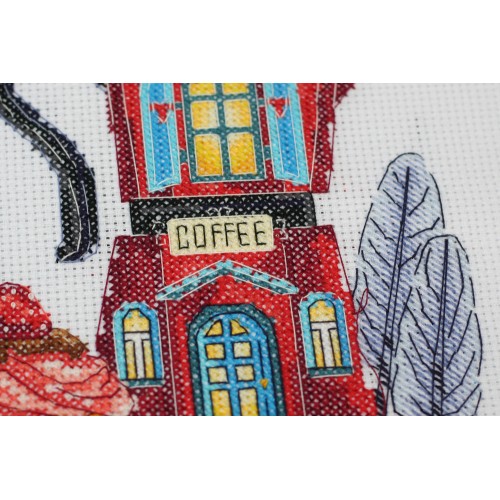 Cross-stitch kits Coffee house (Deco Scenes), AH-149 by Abris Art - buy online! ✿ Fast delivery ✿ Factory price ✿ Wholesale and retail ✿ Purchase Big kits for cross stitch embroidery