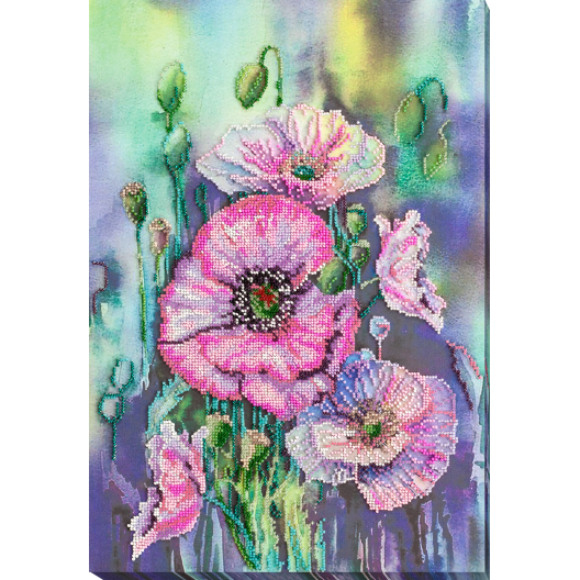 Main Bead Embroidery Kit Delicate poppies (Flowers), AB-841 by Abris Art - buy online! ✿ Fast delivery ✿ Factory price ✿ Wholesale and retail ✿ Purchase Great kits for embroidery with beads