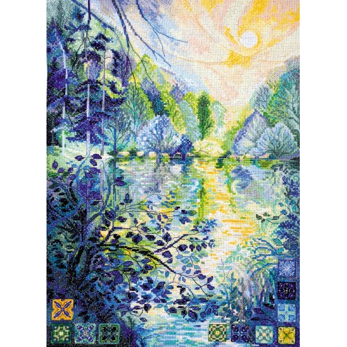 Cross-stitch kits Dawn over the river (Landscapes), AH-152 by Abris Art - buy online! ✿ Fast delivery ✿ Factory price ✿ Wholesale and retail ✿ Purchase Big kits for cross stitch embroidery