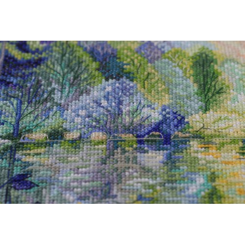 Cross-stitch kits Dawn over the river (Landscapes), AH-152 by Abris Art - buy online! ✿ Fast delivery ✿ Factory price ✿ Wholesale and retail ✿ Purchase Big kits for cross stitch embroidery