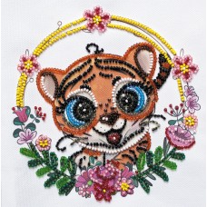 Mini Bead embroidery kit Cheerful tiger