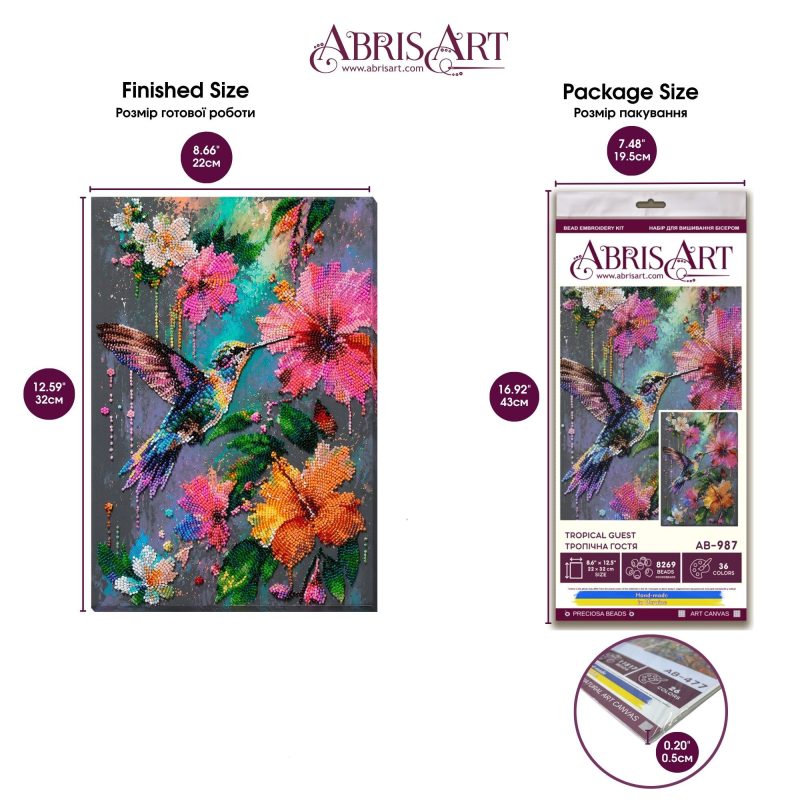 Bead Embroidery Kit on Art Canvas "Tropical Guest"