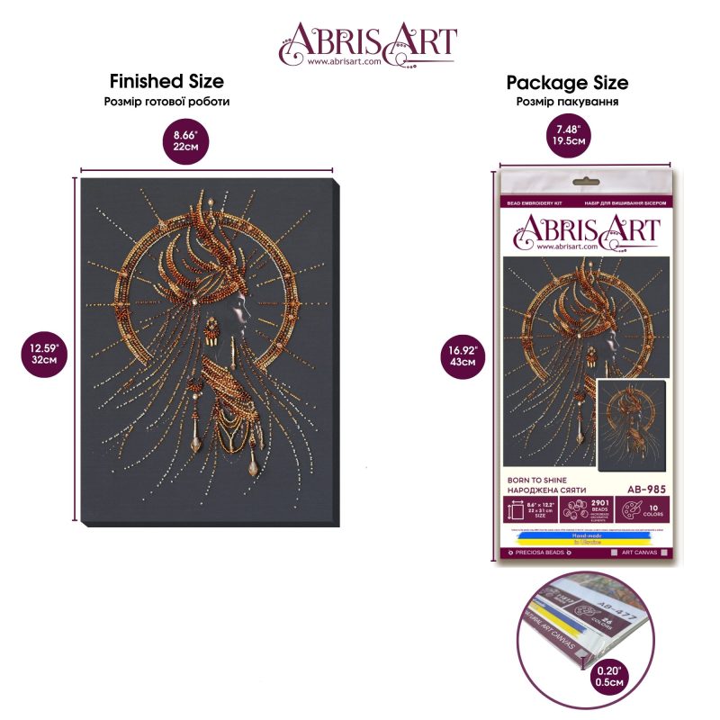Bead Embroidery Kit on Art Canvas "Born to Shine"