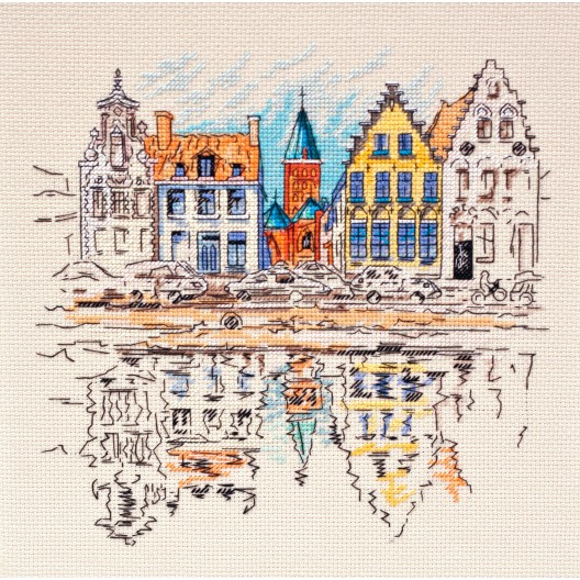 Cross-stitch kits Colored town-1 (Landscapes), AH-137 by Abris Art - buy online! ✿ Fast delivery ✿ Factory price ✿ Wholesale and retail ✿ Purchase Big kits for cross stitch embroidery