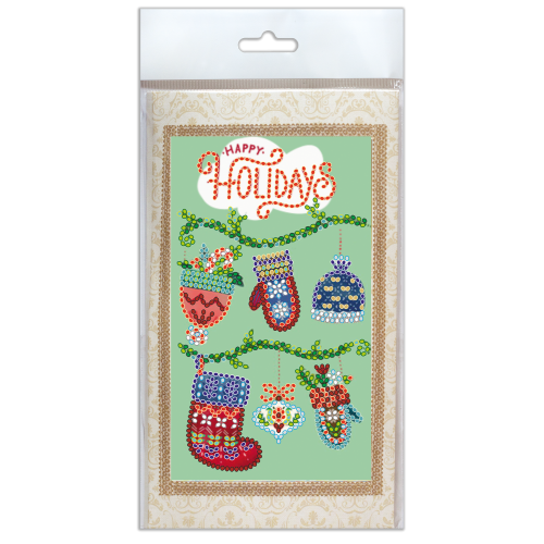 Keychain cross-stitch kit Happy New Year (Winter tale), AO-149 by Abris Art - buy online! ✿ Fast delivery ✿ Factory price ✿ Wholesale and retail ✿ Purchase Postcards for bead embroidery