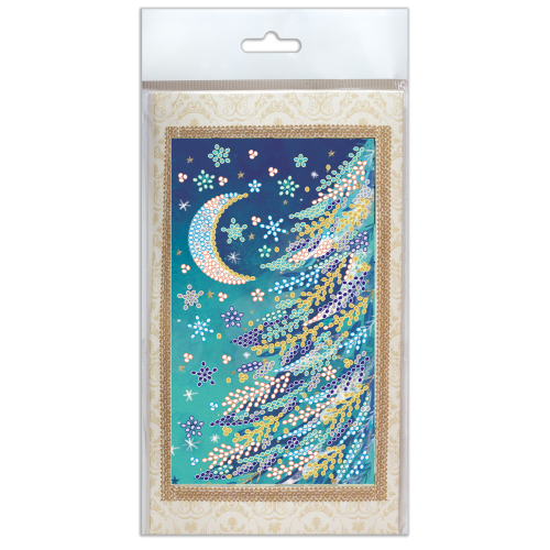 Keychain cross-stitch kit Snowy night (Winter tale), AO-151 by Abris Art - buy online! ✿ Fast delivery ✿ Factory price ✿ Wholesale and retail ✿ Purchase Postcards for bead embroidery