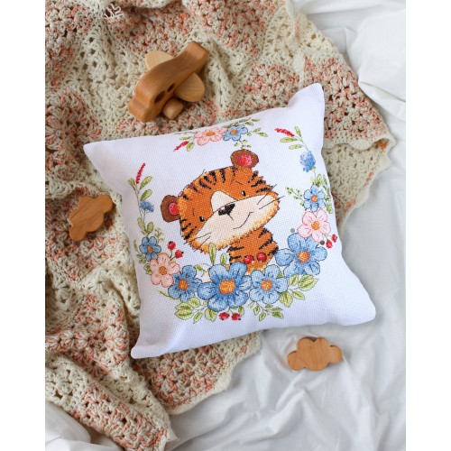 Cross-stitch kits Tiger cub (Animals), AHP-012 by Abris Art - buy online! ✿ Fast delivery ✿ Factory price ✿ Wholesale and retail ✿ Purchase Cushion kits with cross stitch