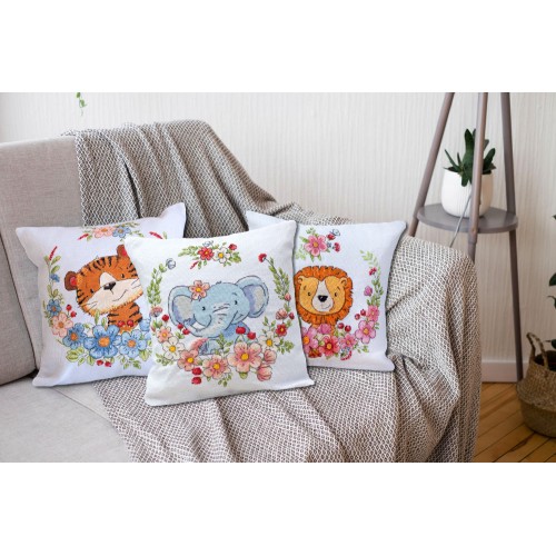 Cross-stitch kits Elephant cub (Animals), AHP-013 by Abris Art - buy online! ✿ Fast delivery ✿ Factory price ✿ Wholesale and retail ✿ Purchase Cushion kits with cross stitch