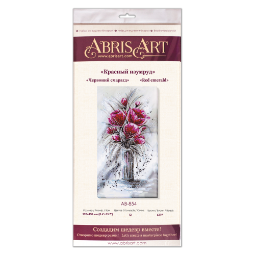 Main Bead Embroidery Kit Red emerald (Flowers), AB-854 by Abris Art - buy online! ✿ Fast delivery ✿ Factory price ✿ Wholesale and retail ✿ Purchase Great kits for embroidery with beads