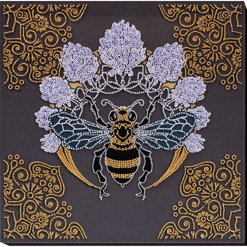 Набір для вишивання бісером на натуральному художньому холсті "Бджола в конюшині"