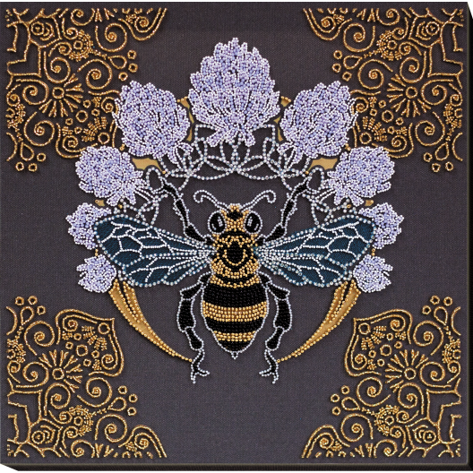 Набір для вишивання бісером на натуральному художньому холсті "Бджола в конюшині"