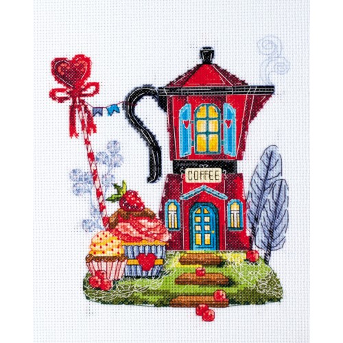 Cross-stitch kits Coffee house (Deco Scenes), AH-149 by Abris Art - buy online! ✿ Fast delivery ✿ Factory price ✿ Wholesale and retail ✿ Purchase Big kits for cross stitch embroidery