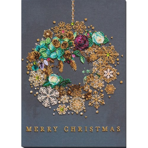 Main Bead Embroidery Kit New year wreath (Winter tale), AB-828 by Abris Art - buy online! ✿ Fast delivery ✿ Factory price ✿ Wholesale and retail ✿ Purchase Great kits for embroidery with beads