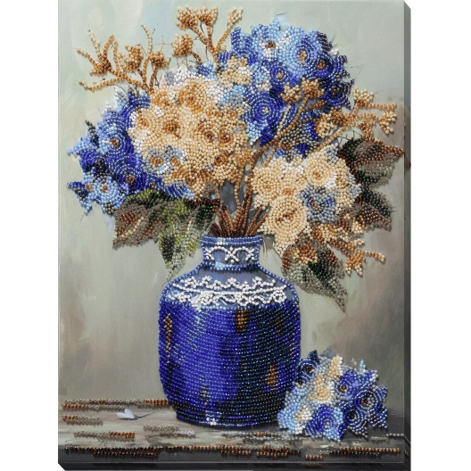 Main Bead Embroidery Kit Hydrangeas in Pocelain (Still life), AB-975  від Абрис Арт - купити з доставкою ✿ Найкраща ціна від виробника ✿ Оптом та в роздріб ✿ Придбати Big size DIY kits for embroidery with beads