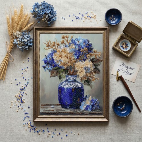 Main Bead Embroidery Kit Hydrangeas in Pocelain (Still life), AB-975  від Абрис Арт - купити з доставкою ✿ Найкраща ціна від виробника ✿ Оптом та в роздріб ✿ Придбати Big size DIY kits for embroidery with beads