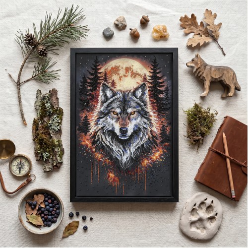 Main Bead Embroidery Kit Alpha Wolf (Animals and birds), AB-981  від Абрис Арт - купити з доставкою ✿ Найкраща ціна від виробника ✿ Оптом та в роздріб ✿ Придбати Big size DIY kits for embroidery with beads