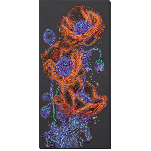 Main Bead Embroidery Kit Neon Poppies (Flowers), AB-982  від Абрис Арт - купити з доставкою ✿ Найкраща ціна від виробника ✿ Оптом та в роздріб ✿ Придбати Big size DIY kits for embroidery with beads