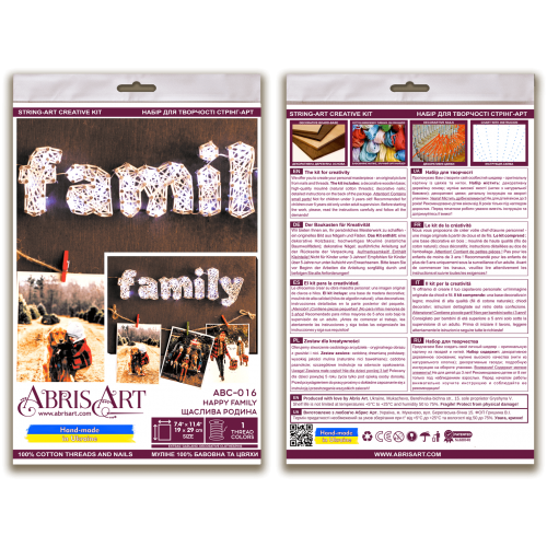 Creative Kit/String Art Happy family, ABC-016 by Abris Art - buy online! ✿ Fast delivery ✿ Factory price ✿ Wholesale and retail ✿ Purchase String art