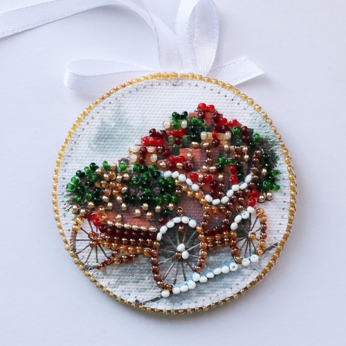 Decoration Sleigh of Santa (Winter tale), ABT-064  від Абрис Арт - купити з доставкою ✿ Найкраща ціна від виробника ✿ Оптом та в роздріб ✿ Придбати Kits for embroidery with beads on canvas - Christmas and New Year toys and decorations