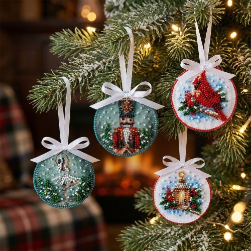 Decoration Christmas Singing (Winter tale), ABT-065  від Абрис Арт - купити з доставкою ✿ Найкраща ціна від виробника ✿ Оптом та в роздріб ✿ Придбати Kits for embroidery with beads on canvas - Christmas and New Year toys and decorations