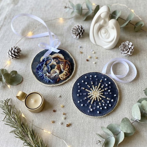 Decoration Holy night (Winter tale), ABT-066  від Абрис Арт - купити з доставкою ✿ Найкраща ціна від виробника ✿ Оптом та в роздріб ✿ Придбати Kits for embroidery with beads on canvas - Christmas and New Year toys and decorations
