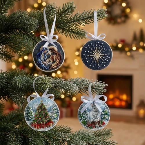 Decoration Holy night (Winter tale), ABT-066  від Абрис Арт - купити з доставкою ✿ Найкраща ціна від виробника ✿ Оптом та в роздріб ✿ Придбати Kits for embroidery with beads on canvas - Christmas and New Year toys and decorations