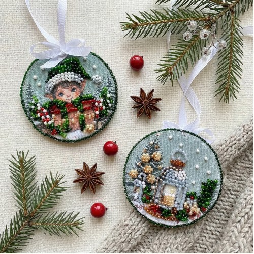 Decoration Fairy-tale Elf (Winter tale), ABT-068  від Абрис Арт - купити з доставкою ✿ Найкраща ціна від виробника ✿ Оптом та в роздріб ✿ Придбати Kits for embroidery with beads on canvas - Christmas and New Year toys and decorations