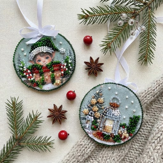 Decoration Fairy-tale Elf (Winter tale), ABT-068  від Абрис Арт - купити з доставкою ✿ Найкраща ціна від виробника ✿ Оптом та в роздріб ✿ Придбати Kits for embroidery with beads on canvas - Christmas and New Year toys and decorations