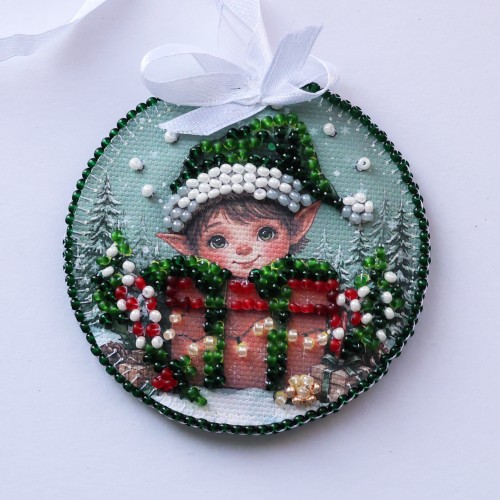 Decoration Fairy-tale Elf (Winter tale), ABT-068  від Абрис Арт - купити з доставкою ✿ Найкраща ціна від виробника ✿ Оптом та в роздріб ✿ Придбати Kits for embroidery with beads on canvas - Christmas and New Year toys and decorations