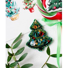Набір для вишивання бісером прикраси на натуральному художньому холсті "Новорічна ялинка"