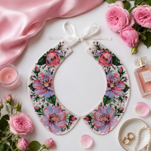 Main Bead Embroidery Kit Collar "Rose Veil" (Flowers), ADC-007  від Абрис Арт - купити з доставкою ✿ Найкраща ціна від виробника ✿ Оптом та в роздріб ✿ Придбати Collar sets