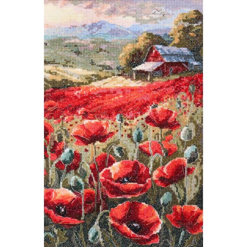 Cross-stitch kits Poppies at sunset (Landscape), AH-221  від Абрис Арт - купити з доставкою ✿ Найкраща ціна від виробника ✿ Оптом та в роздріб ✿ Придбати Big kits for cross stitch embroidery