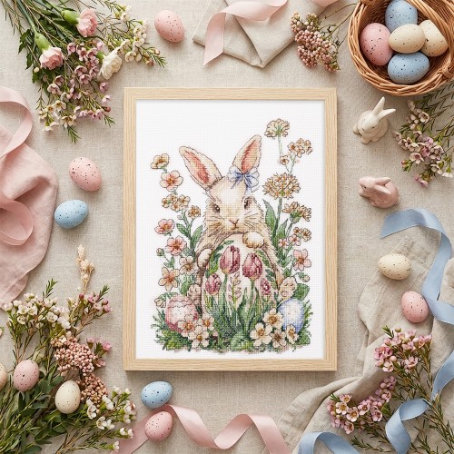 Cross-stitch kits Easter bunny waiting (Easter Scenes), AH-316  від Абрис Арт - купити з доставкою ✿ Найкраща ціна від виробника ✿ Оптом та в роздріб ✿ Придбати Big kits for cross stitch embroidery