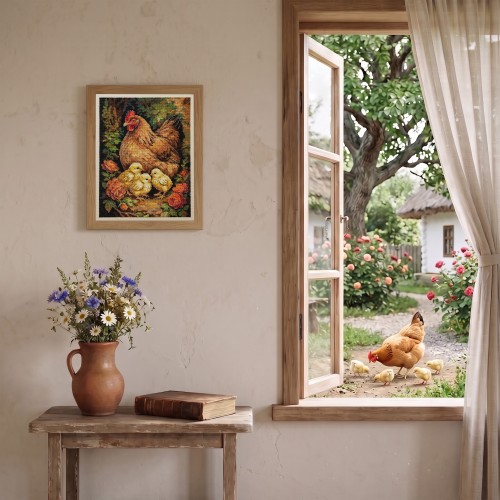 Cross-stitch kits Hen in the Yard (Animals and birds), AH-326  від Абрис Арт - купити з доставкою ✿ Найкраща ціна від виробника ✿ Оптом та в роздріб ✿ Придбати Big kits for cross stitch embroidery
