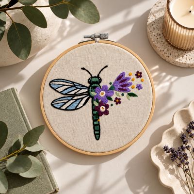 Satin Stitch Embroidery Kit "The Emerald Guest"