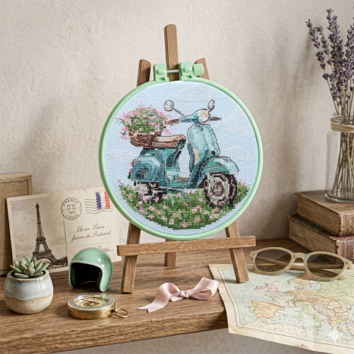 Cross-stitch kits Moped ride (Transport), AHM-098  від Абрис Арт - купити з доставкою ✿ Найкраща ціна від виробника ✿ Оптом та в роздріб ✿ Придбати Kits-miniature for cross stitch