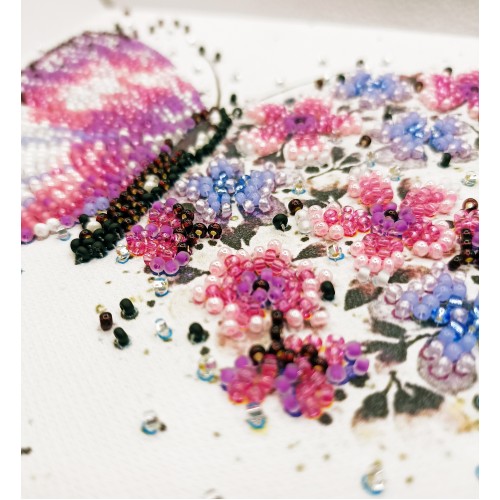 Mini Bead embroidery kit Pink wings