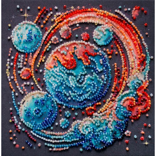 Mini Bead embroidery kit Cosmic energy, AM-256  від Абрис Арт - купити з доставкою ✿ Найкраща ціна від виробника ✿ Оптом та в роздріб ✿ Придбати Sets-mini-for embroidery with beads on canvas