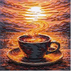 Набір-міді для вишивання бісером на натуральному художньому холсті "Ароматна кава"