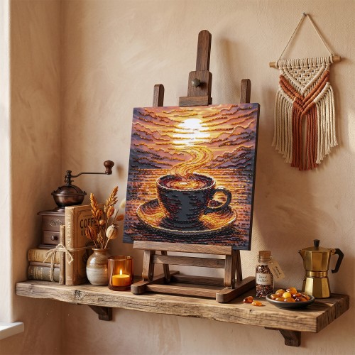 Набір-міді для вишивання бісером на натуральному художньому холсті "Ароматна кава", AMB-144  від Абрис Арт - купити з доставкою ✿ Найкраща ціна від виробника ✿ Оптом та в роздріб ✿ Придбати Набори-міді для вишивки бісером