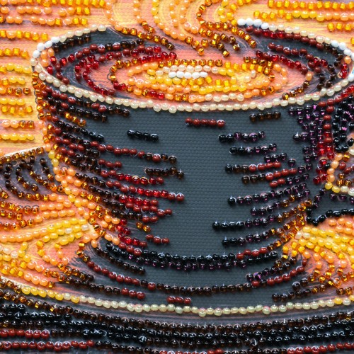 Набір-міді для вишивання бісером на натуральному художньому холсті "Ароматна кава", AMB-144  від Абрис Арт - купити з доставкою ✿ Найкраща ціна від виробника ✿ Оптом та в роздріб ✿ Придбати Набори-міді для вишивки бісером