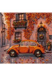 Midi Bead Embroidery Kit on Art Canvas "Autumn Neighborhood"