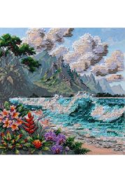 Midi Bead Embroidery Kit on Art Canvas "Blue Lagoon"