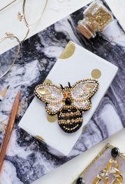 Christmas Ornament Bead Embroidery Kit "Golden bee"