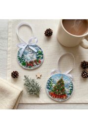 Christmas Ornament Bead Embroidery Kit "By the Christmas Tree"