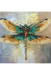 Mini Bead Embroidery Kit on Art Canvas "Emerald wings"