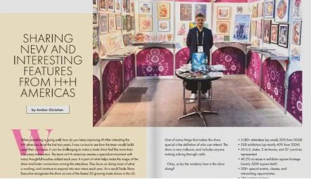 Abris Art in Handmade Seller Magazine: on the h+h americas show