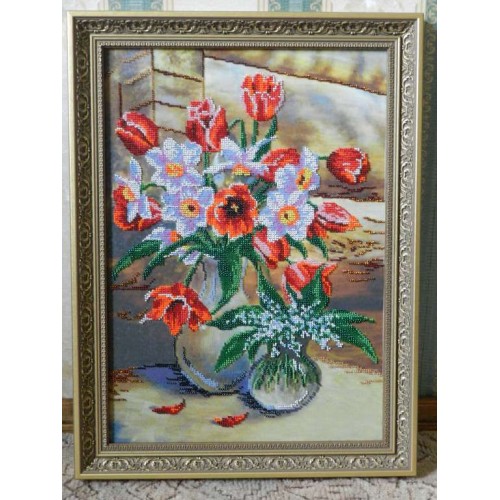Main Bead Embroidery Kit Breath of Spring (Still life), AB-230 by Abris Art - buy online! ✿ Fast delivery ✿ Factory price ✿ Wholesale and retail ✿ Purchase Great kits for embroidery with beads