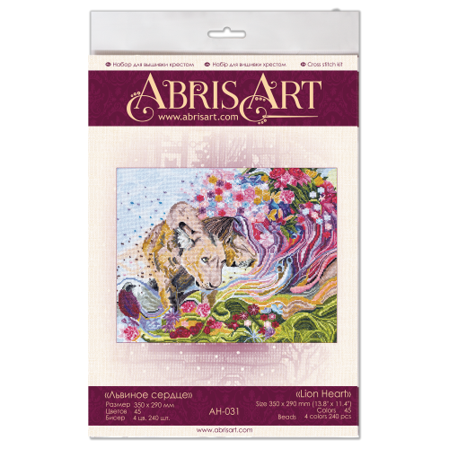 Cross-stitch kits Lion Heart, AH-031 by Abris Art - buy online! ✿ Fast delivery ✿ Factory price ✿ Wholesale and retail ✿ Purchase Big kits for cross stitch embroidery