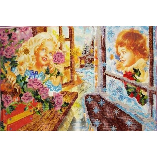Main Bead Embroidery Kit Kay and Gerda (Kids), AB-063 by Abris Art - buy online! ✿ Fast delivery ✿ Factory price ✿ Wholesale and retail ✿ Purchase Great kits for embroidery with beads